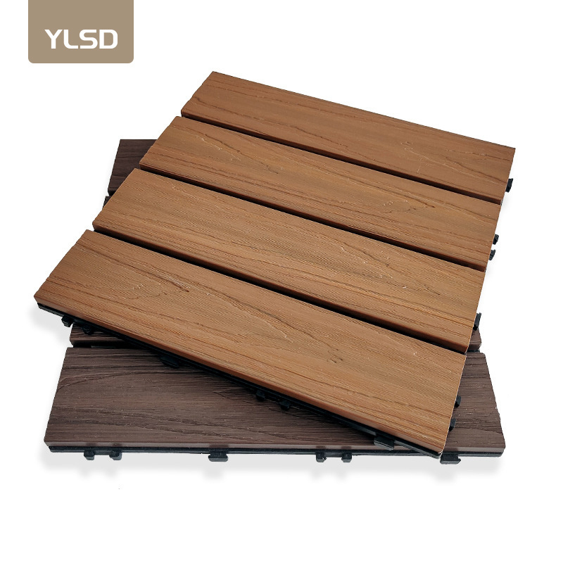 Garden use wpc DIY tiles easy install interlocking click composite tiles outdoor wood plastic deck tile