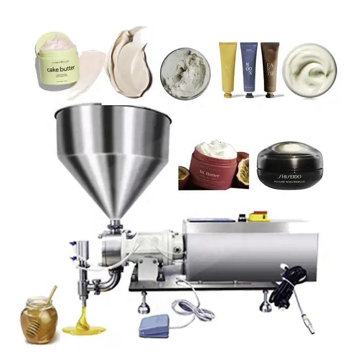 Semi Automatic rotor lobe pump filler hard peanut butter lid balm lotion cream jam paste honey sauce gel filling machine