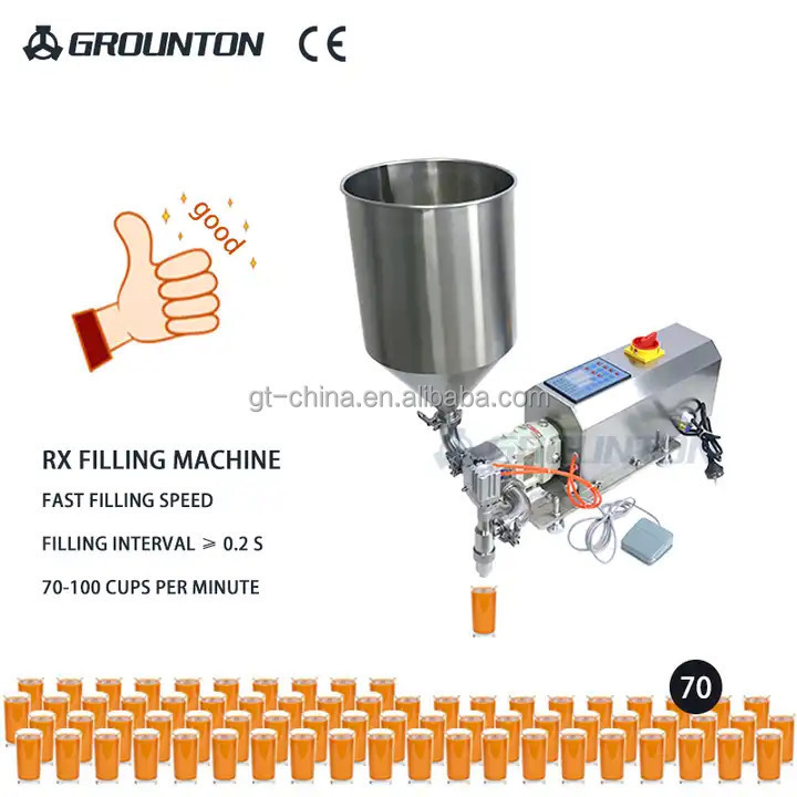 Semi Automatic rotor lobe pump filler hard peanut butter lid balm lotion cream jam paste honey sauce gel filling machine