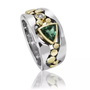 Vintage Hollow Out Band Ring For Evening Dance Party Accessories Green Stone Rings Jewelry