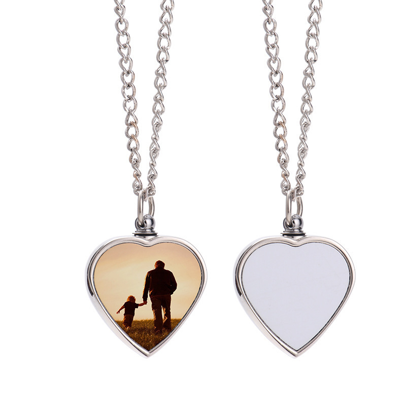 2022 Necklace Heart Pet Urn Necklace for Ashes Sublimation Blanks Heart Shape Necklace Couple Sublimation  Keychain