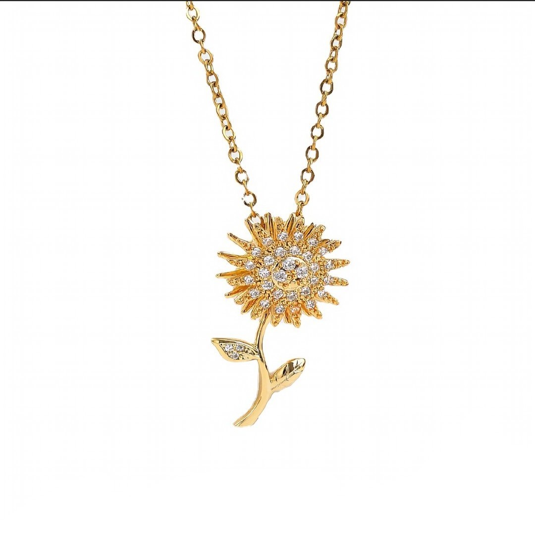 Hot-Sale Rotating Sunflower Necklace Gold Clavicle Chain Relieve Stress Sun Flower Pendant Necklace For Women Jewelry