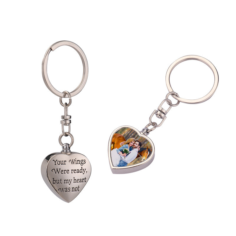 2022 Necklace Heart Pet Urn Necklace for Ashes Sublimation Blanks Heart Shape Necklace Couple Sublimation  Keychain