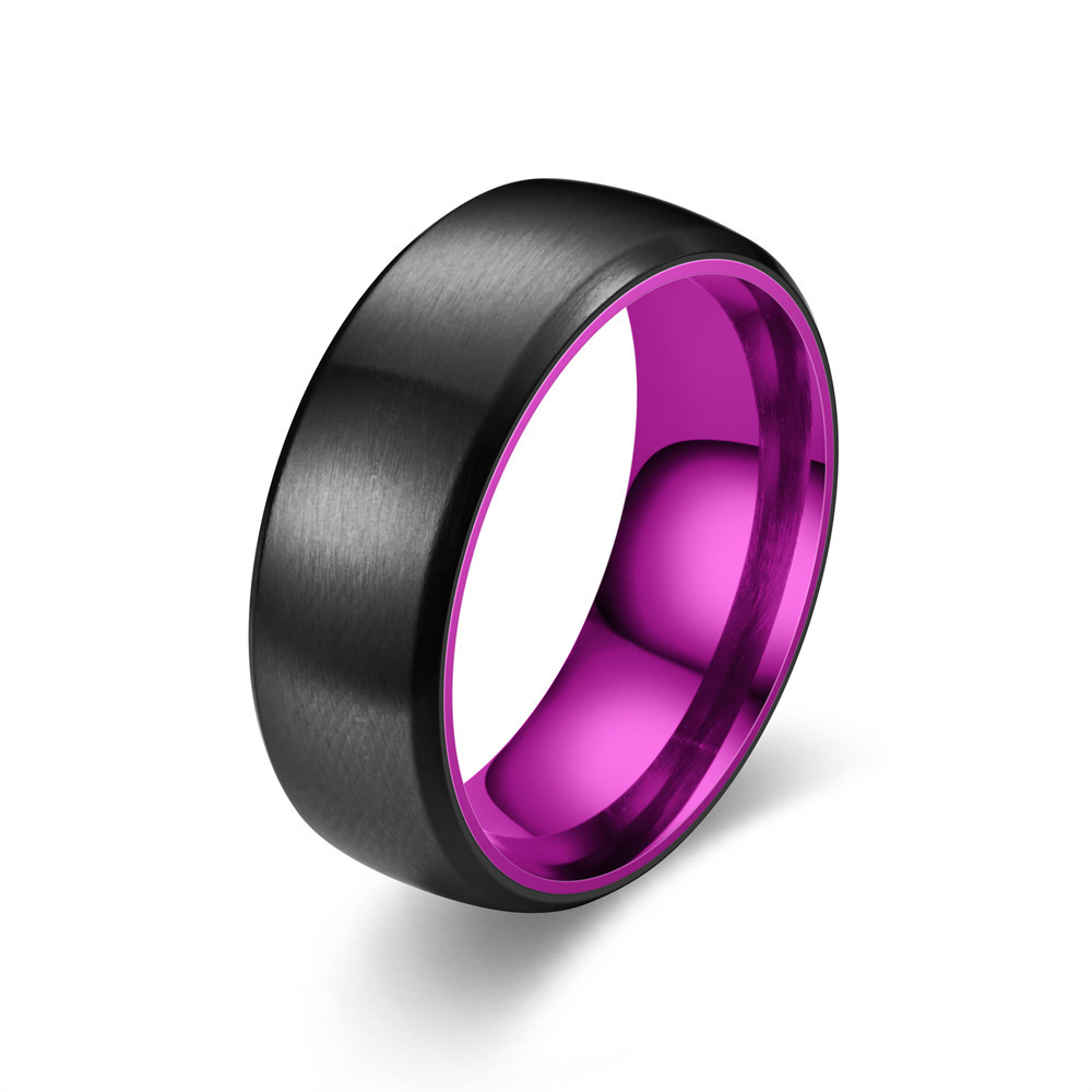 Anillo de acero inoxidable New Two-tone Intercolor Matte Red Purple Green Stainless Steel Couple Rings