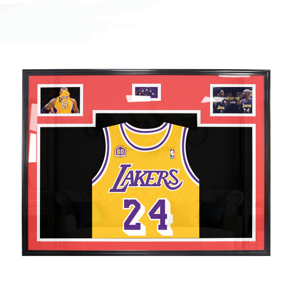 Home Decor 3D Basketball Shirt Display Shadow Box  Solid Wooden Football Jersey Frame