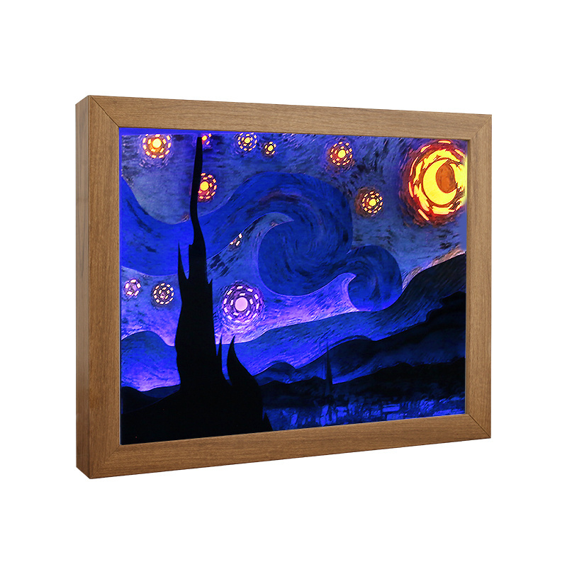 Wholesale Home Decoration Wooden Night Lightbox 3d Photo Led Shadow Box Frames With Led Light