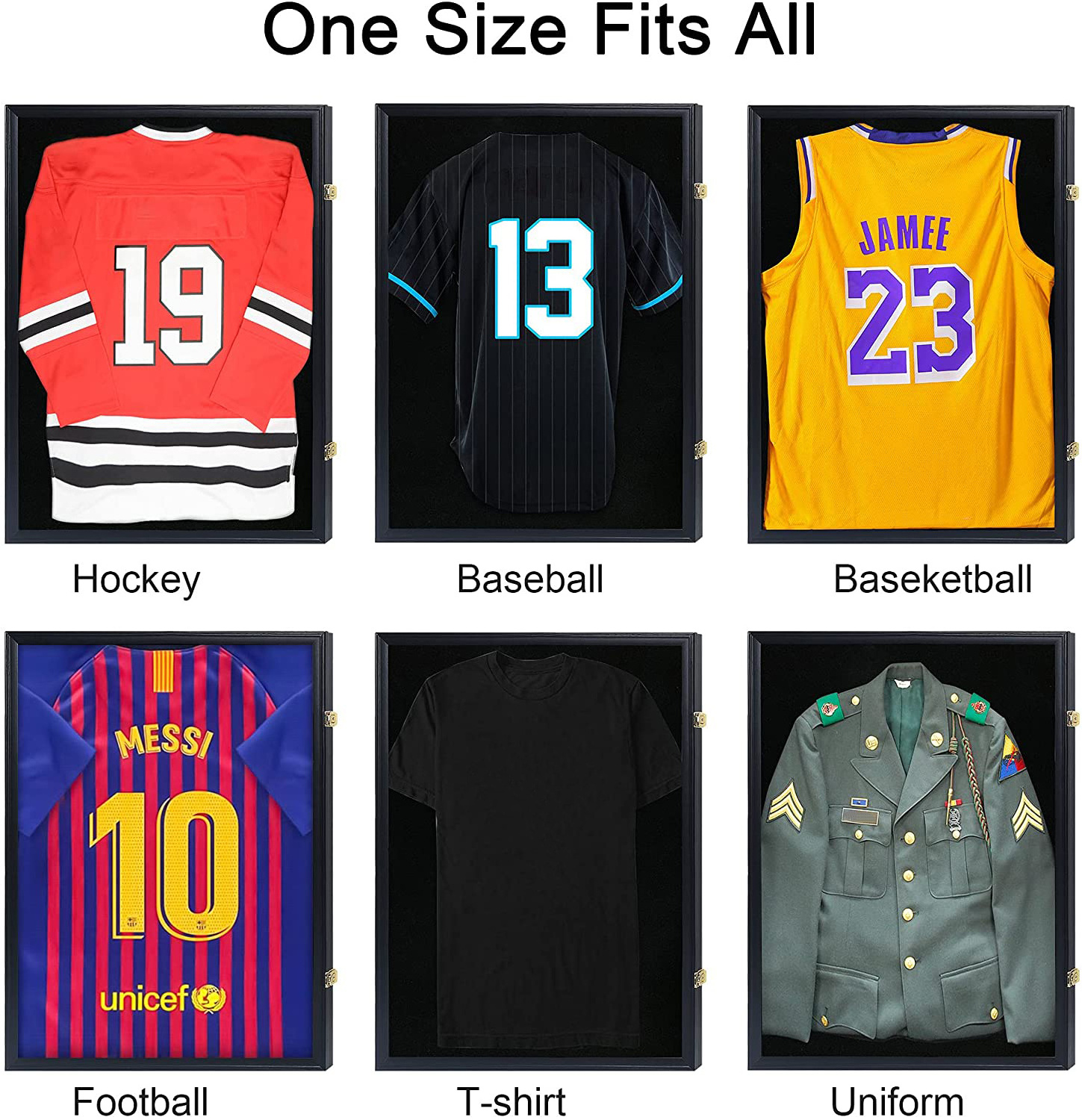 Custom Jersey T-Shirt Wood Frame Display Case Shadow Box 3D Acrylic Shirt Frame