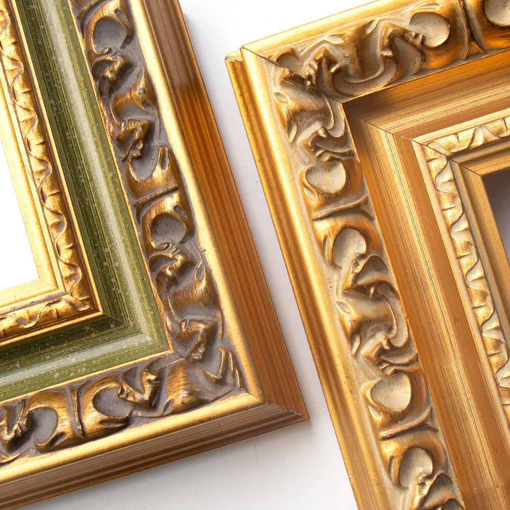 Spot Goods Big Size European Retro Oil Painting Frames Wall Hanging Gold Leaf DIY Assembly Pine Wood Picture Frame Moulding