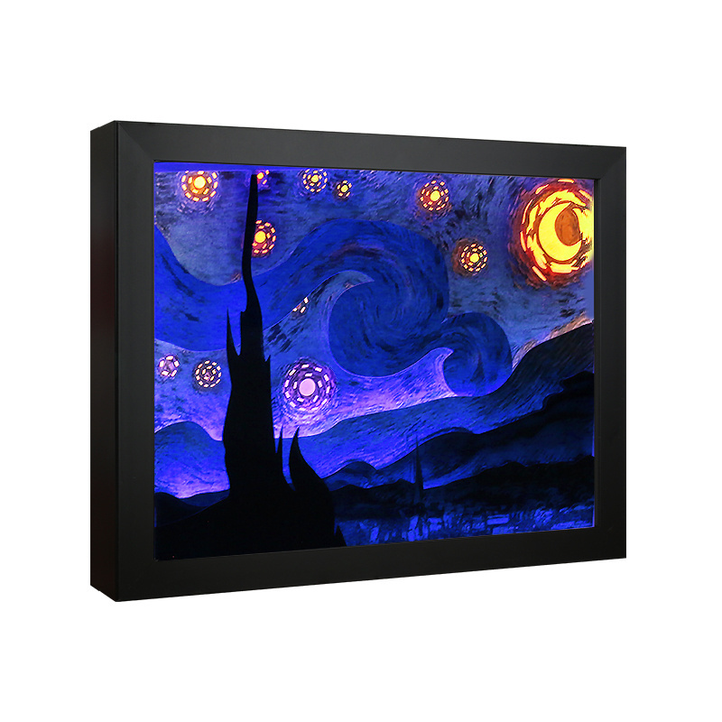 Wholesale Home Decoration Wooden Night Lightbox 3d Photo Led Shadow Box Frames With Led Light