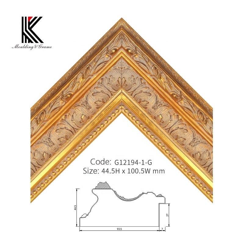 Ornate Wood Oil Painting Photo Frames Handmade Gold Foil Solid Wooden Picture Frame Moulding