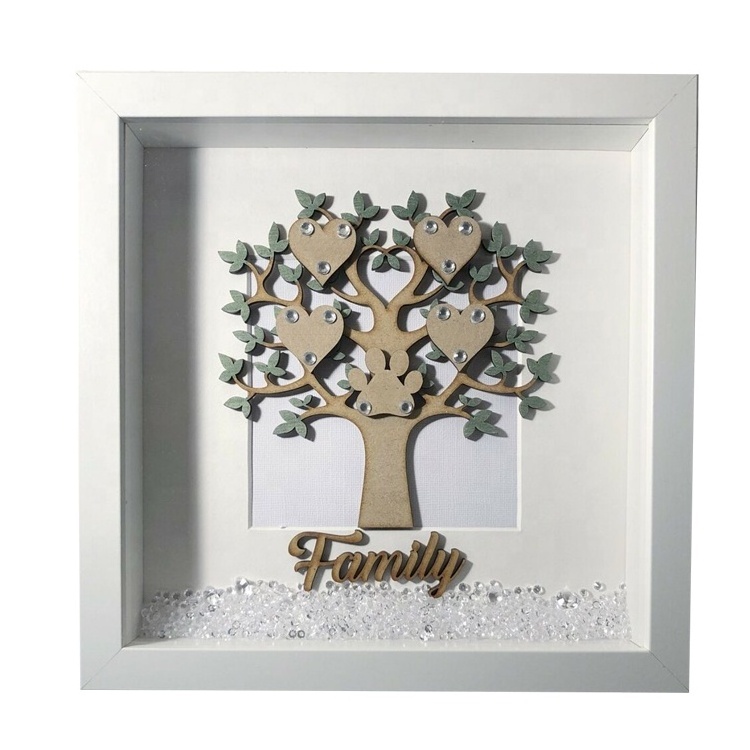 Solid Wood Wall Picture Hanging Family Tree Collage Photo Frame Set For Wall Decor