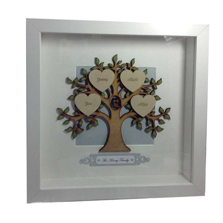 Solid Wood Wall Picture Hanging Family Tree Collage Photo Frame Set For Wall Decor