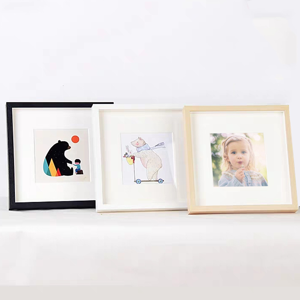 Custom Gift  8*8 White Wall Art 3D Deep Square DIY Wholesale Wooden Shadow Box Photo Frames