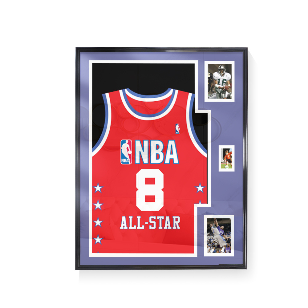 Home Decor 3D Basketball Shirt Display Shadow Box  Solid Wooden Football Jersey Frame