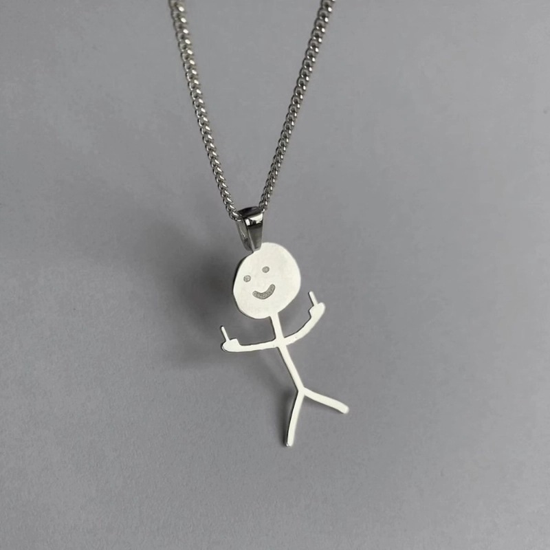 Collares De Acero Inoxidable Por Mayor Wholesale Jewelry High Quality Polish Stainless Steel Cute Funny Doodle Necklace