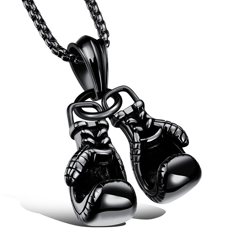 Personality Man Fitness Accessories Boxing    Necklace  Stainless Steel Box Chain Hip Hop Necklace