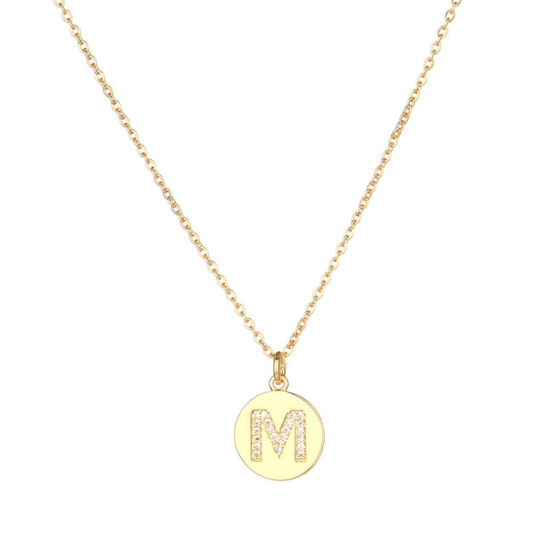 Collares De Acero Inoxidable Por Mayor  26 English Letter Pendant   Gold Filled Alphabet Necklace Stainless Steel Long Chain Nec