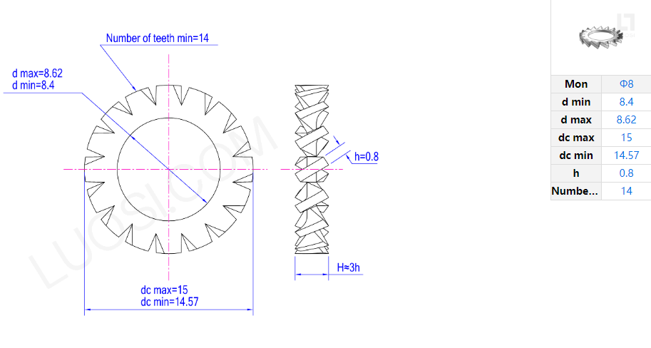 DIN6798A Externally Serrated Star Washer M3 External Teeth SUS304 Serrated Lock Washer