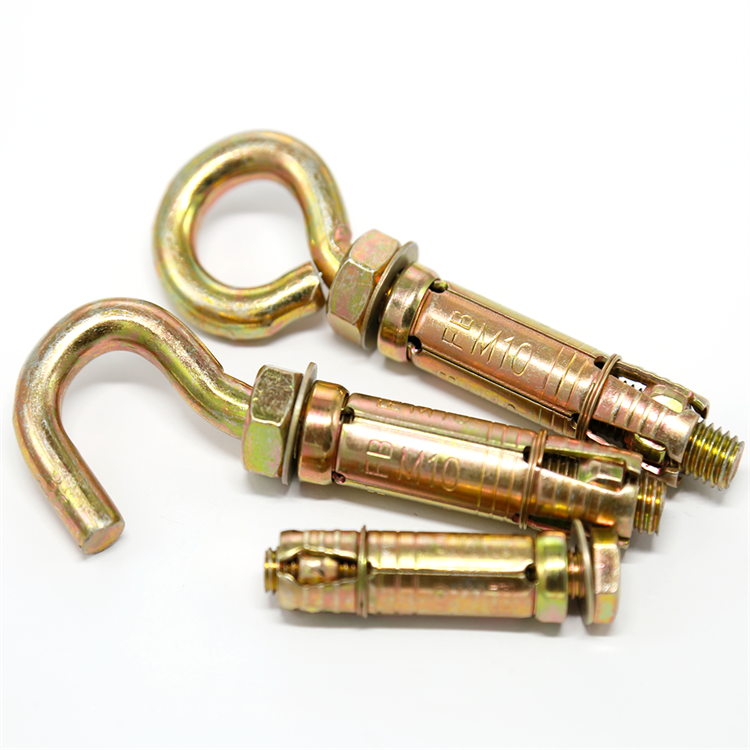 Yellow Zinc 3Pcs/4Pcs M12x120 Concrete Lifting Eye Bolt Anchor Galvanized Long Hook Bolt