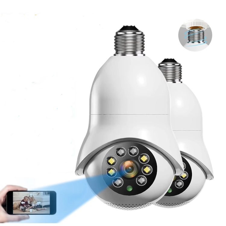 OEM Dual Band 5G rotating Wifi Camera  E27 Socket Wireless PTZ Indoor Home Security wifi light bulb camera