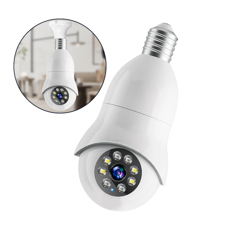 OEM Dual Band 5G rotating Wifi Camera  E27 Socket Wireless PTZ Indoor Home Security wifi light bulb camera