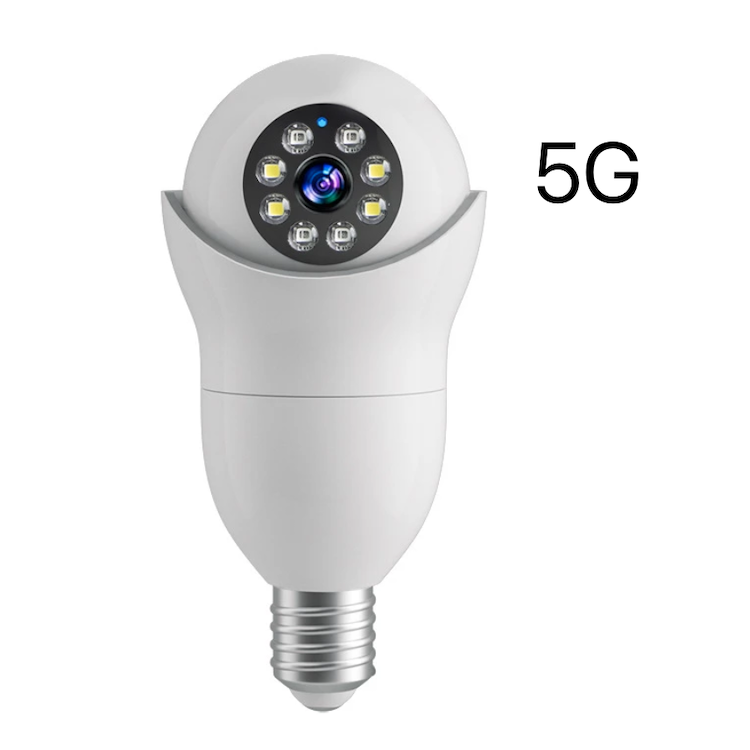 OEM Dual Band 5G rotating Wifi Camera  E27 Socket Wireless PTZ Indoor Home Security wifi light bulb camera