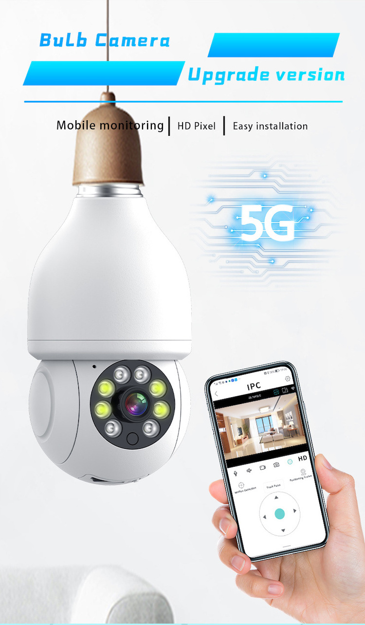 Light Bulb 1080P Dome Smart Camera App Control Motion Detection Tuya 5G wifi Camera