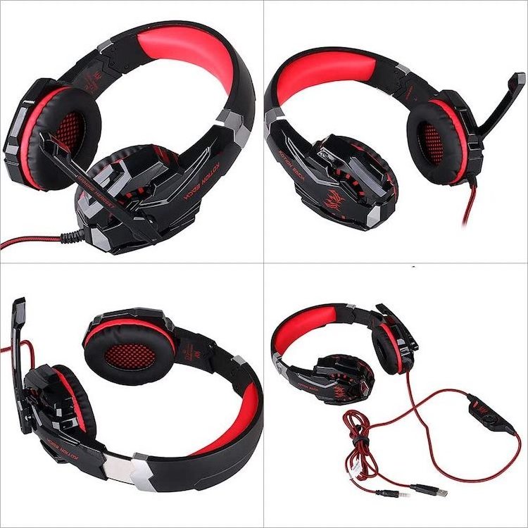 KOTION EACH Big Headphones RGB Light Mic Stereo Earphones Deep Bass G9000 Gaming Headset for PC Computer Gamer