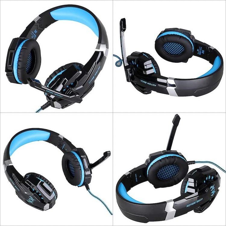 KOTION EACH Big Headphones RGB Light Mic Stereo Earphones Deep Bass G9000 Gaming Headset for PC Computer Gamer