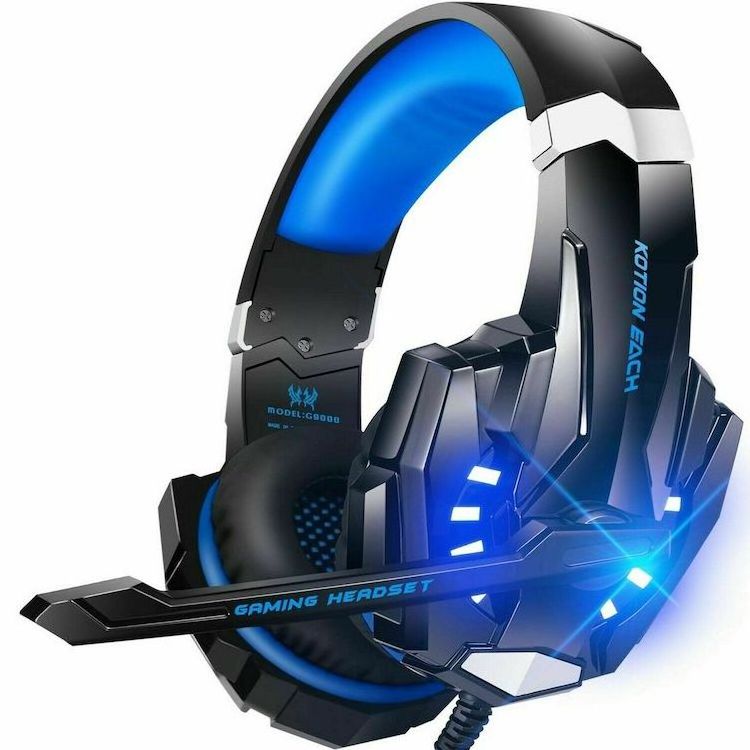 KOTION EACH Big Headphones RGB Light Mic Stereo Earphones Deep Bass G9000 Gaming Headset for PC Computer Gamer