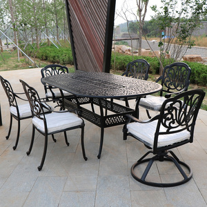 Cheap Cast Aluminum Composite mesh Outdoor Patio Furniture/6 seater garden set