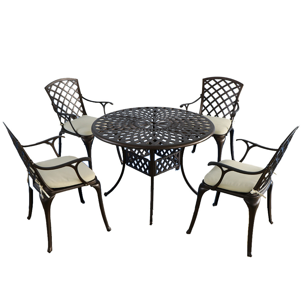 9 PCS  Black  Cast Aluminum Outdoor  Furniture 8 Seats  Garden Table Set Dining Table Set