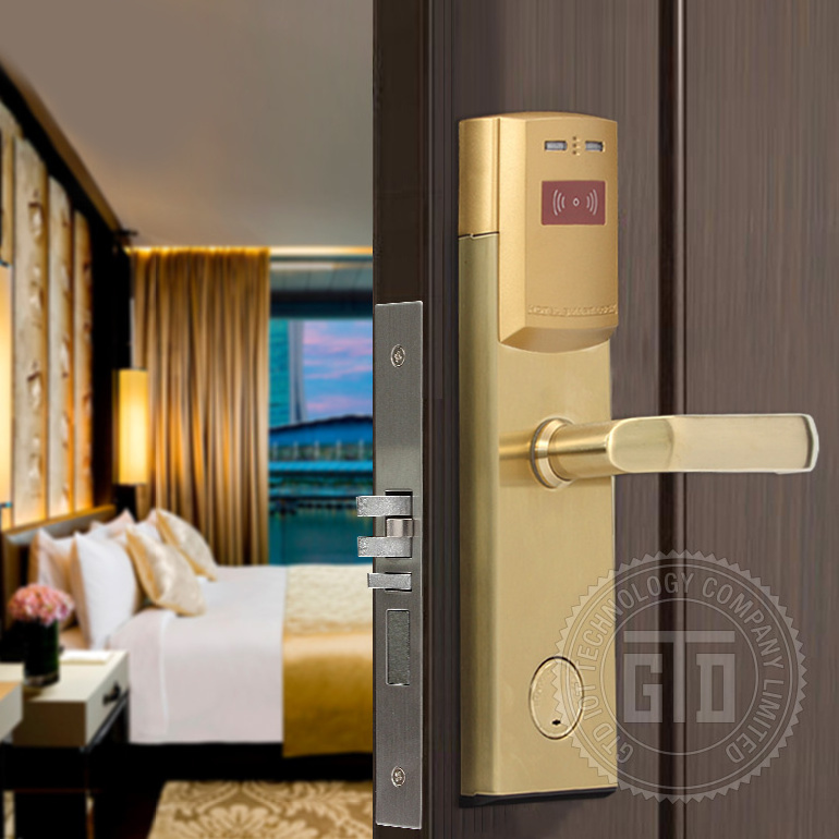 High Quality Gold Color RF Card Open Room Electronic Hotel Door Lock