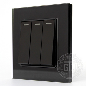 Smart Hotel Home Using Black tempered glass 3 GANG 2 way wall switch