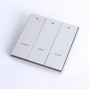 Big Button 90MM Soft Touch 6 Gang Silver Brushed Aluminium Light Switch Smart Hotel Metal CNC Reset Switch