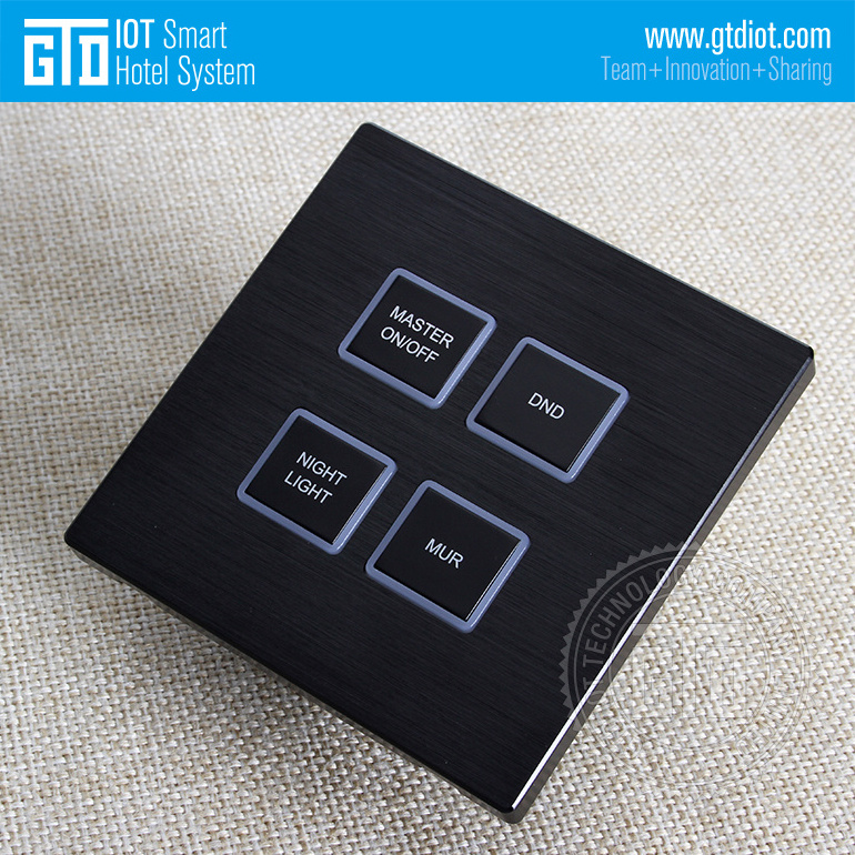 5-24V DC Dry Contact Smart Home Hotel Using Whole CNC Brushed Aluminum Panel Frame 4 Gang Light Control switch