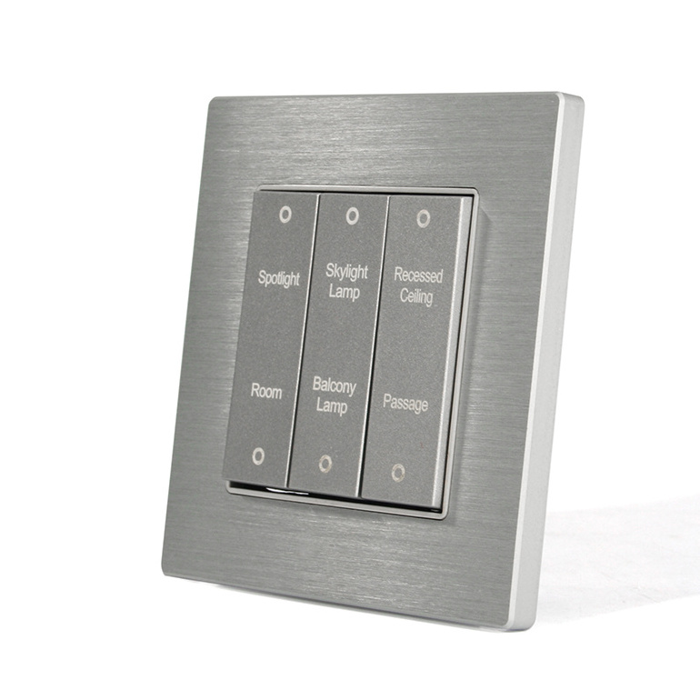 Silver Brushed Aluminum Alloy Dry Contact Reset Switch Panel with LED Customized Words and Indicator Bar