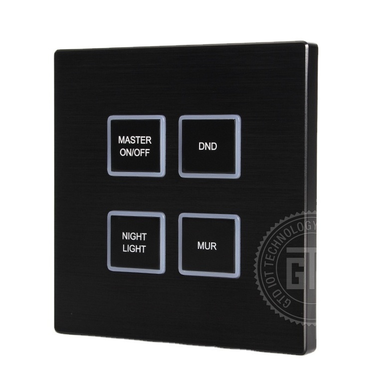 5-24V DC Dry Contact Smart Home Hotel Using Whole CNC Brushed Aluminum Panel Frame 4 Gang Light Control switch