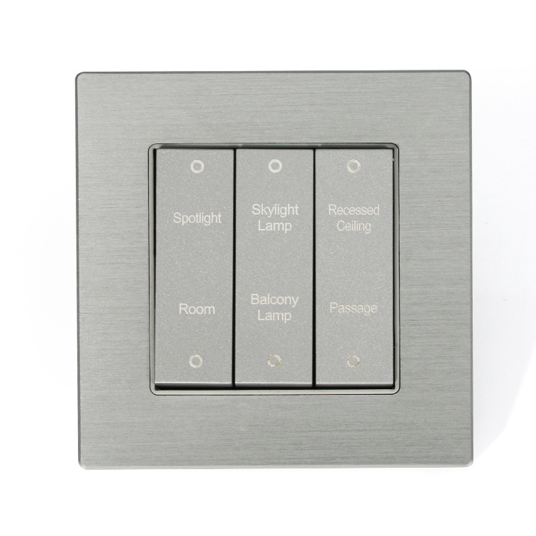 Silver Brushed Aluminum Alloy Dry Contact Reset Switch Panel with LED Customized Words and Indicator Bar