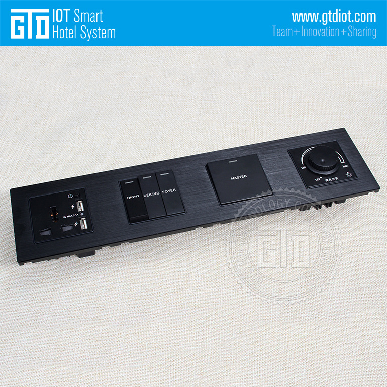 4 connected black aluminum brushed CNC use smart hotel wall dimmer switch