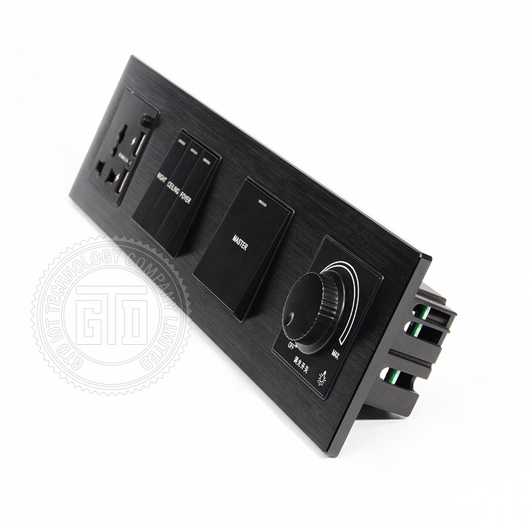 4 connected black aluminum brushed CNC use smart hotel wall dimmer switch