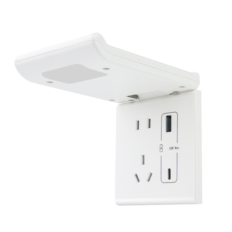 New Design 220V Wireless Charging USB Type-C Socket Induction LED Night Light 3 in 1 Multifunctional Wall Socket