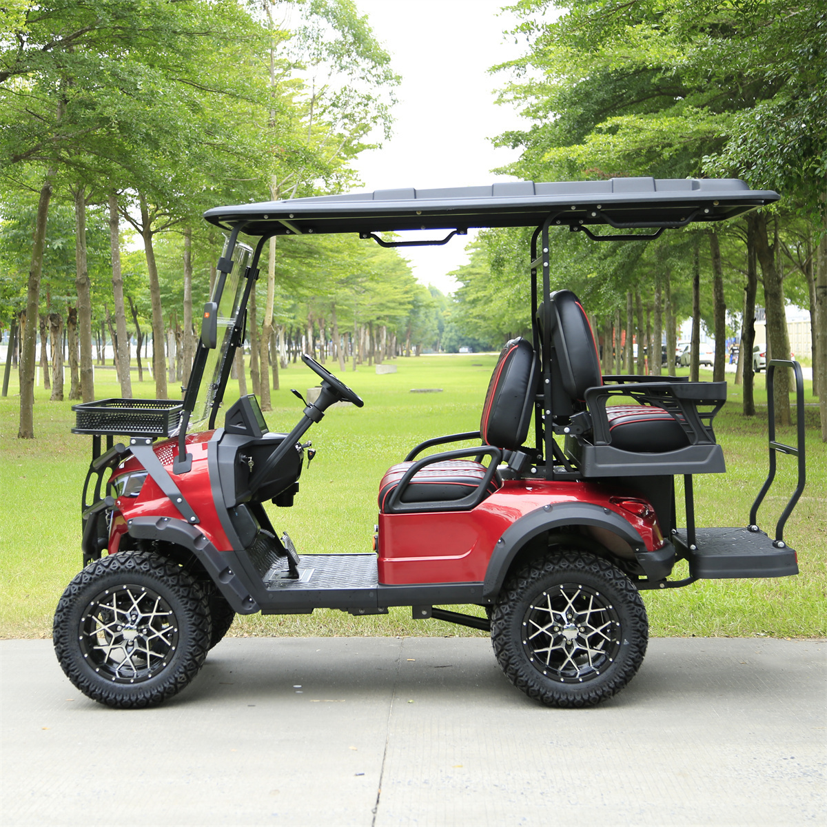 48/72V New Style  Modern Fashion 2024 Brand Design 4 Seat Sightseeing Bus Club Cart Electric Golf Buggy Hunting Cart