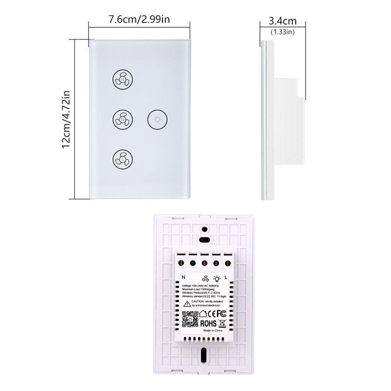 G-Tech plus US /AU Standard Smart WiFi Ceiling Fan Switch Speed Controller Fan Touch Screen Regulator Switch