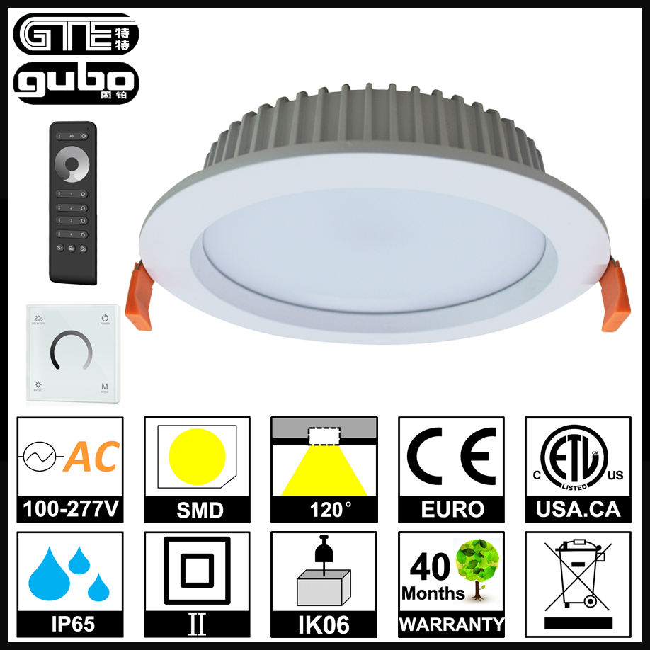 GUBO Smart Safety DC24V Lighting IP65 Waterproof LED Recessed Downlight 24W