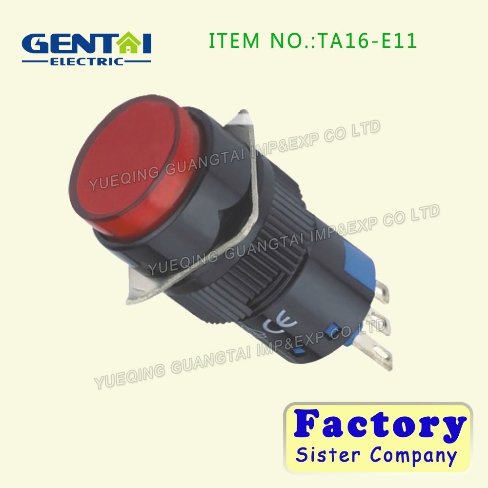 High Quality TA16-E11D 16nmm red led momentary maintained 6v 12v 24v 48v 127v 220v indicator light push button switch