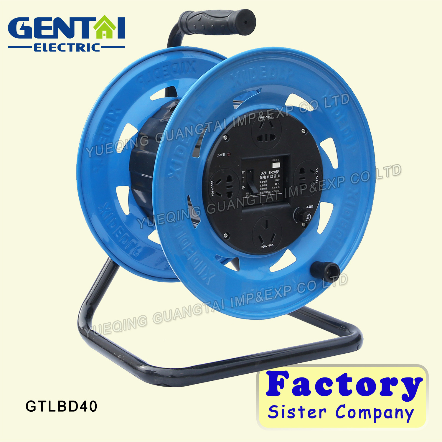 High quality multi-socket drum cable reel with circuit breaker