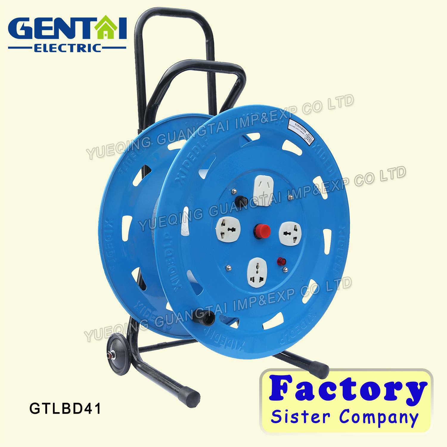 High quality multi-socket drum cable reel with circuit breaker