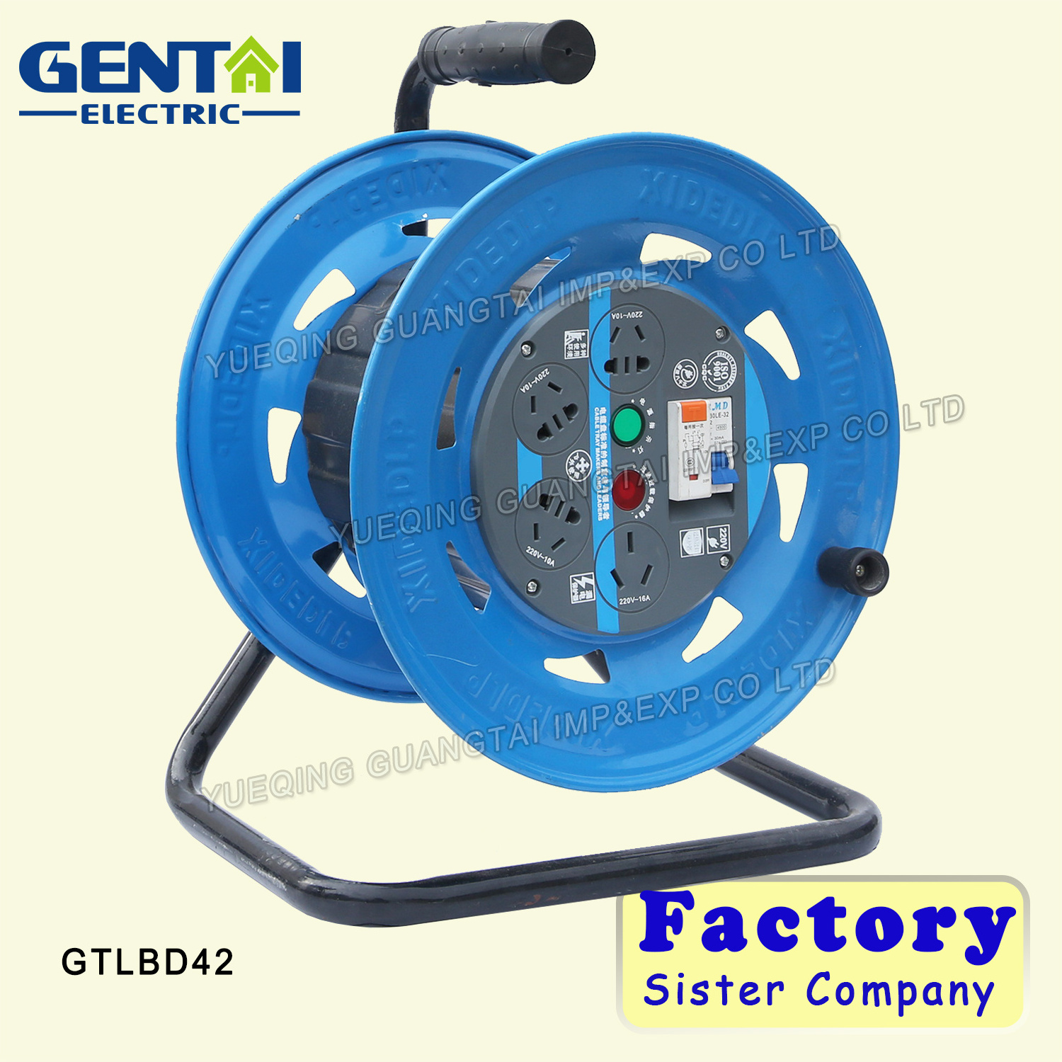 High quality multi-socket drum cable reel with circuit breaker