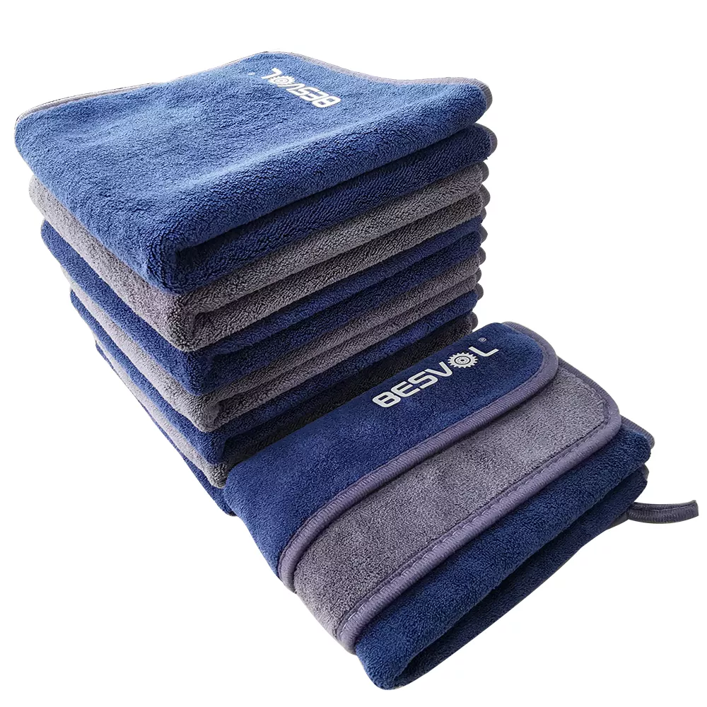 Besvol Car Wash Cleaning Cloth 800 gsm Double Color Design Thicken Double Sided Car drying Detailing Microfiber Towel